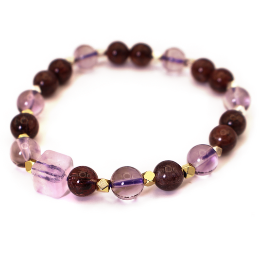Amethyst and Red Rutilated Quartz Bracelet I
