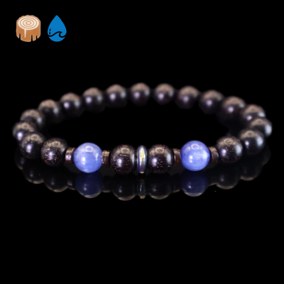 Red Sandalwood & Kyanite Bracelet I on black background