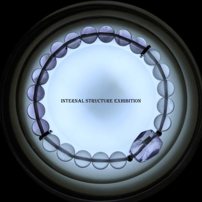 Amethyst & Pink Quartz Bracelet I on a lighting background, which shows its internal structure