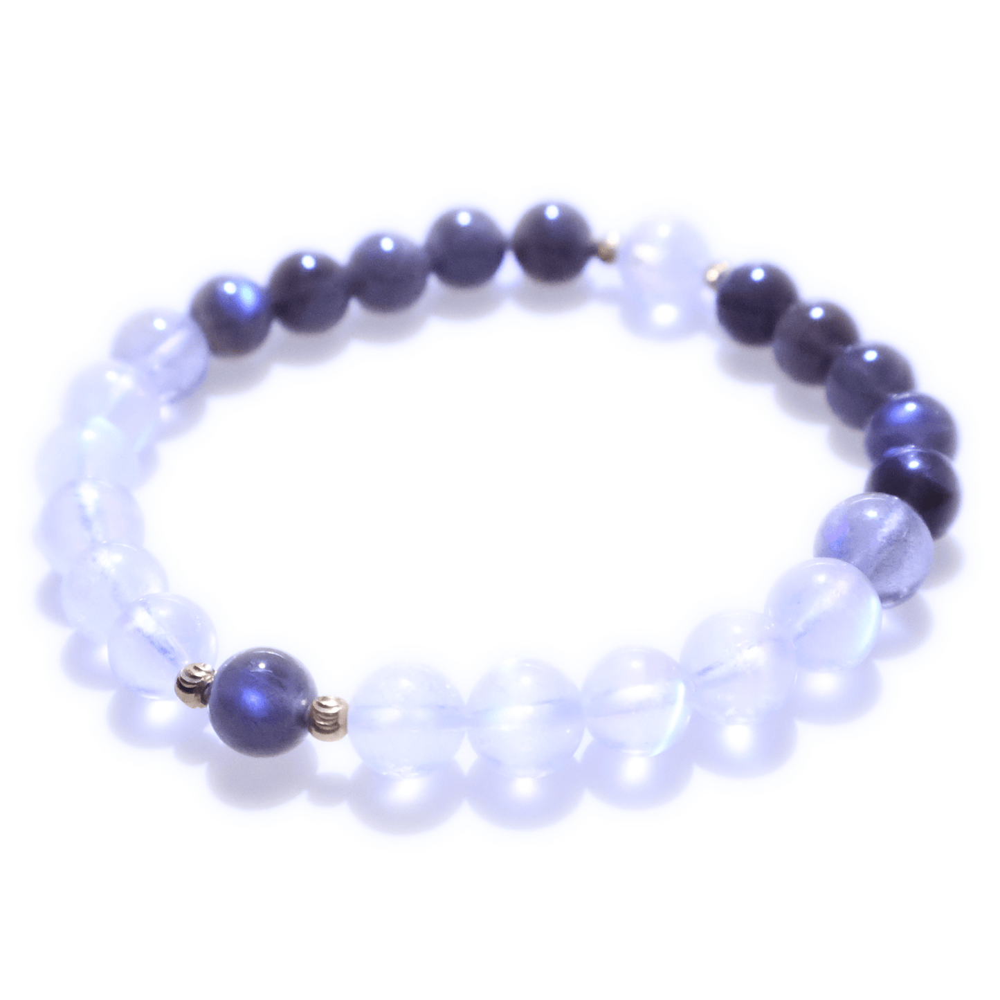 Black & Blue & Gray Moonstone Bracelet I on white ground