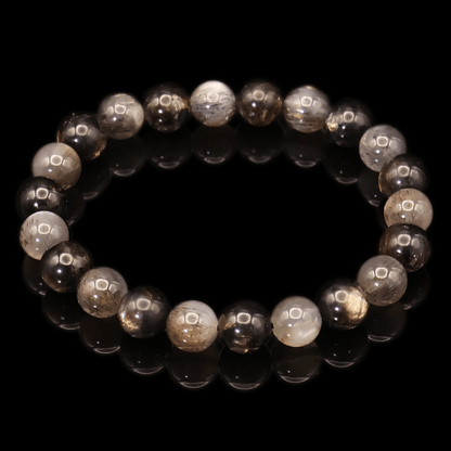 Black Golden Lepidolite & Black Backbone Bracelet I on black background