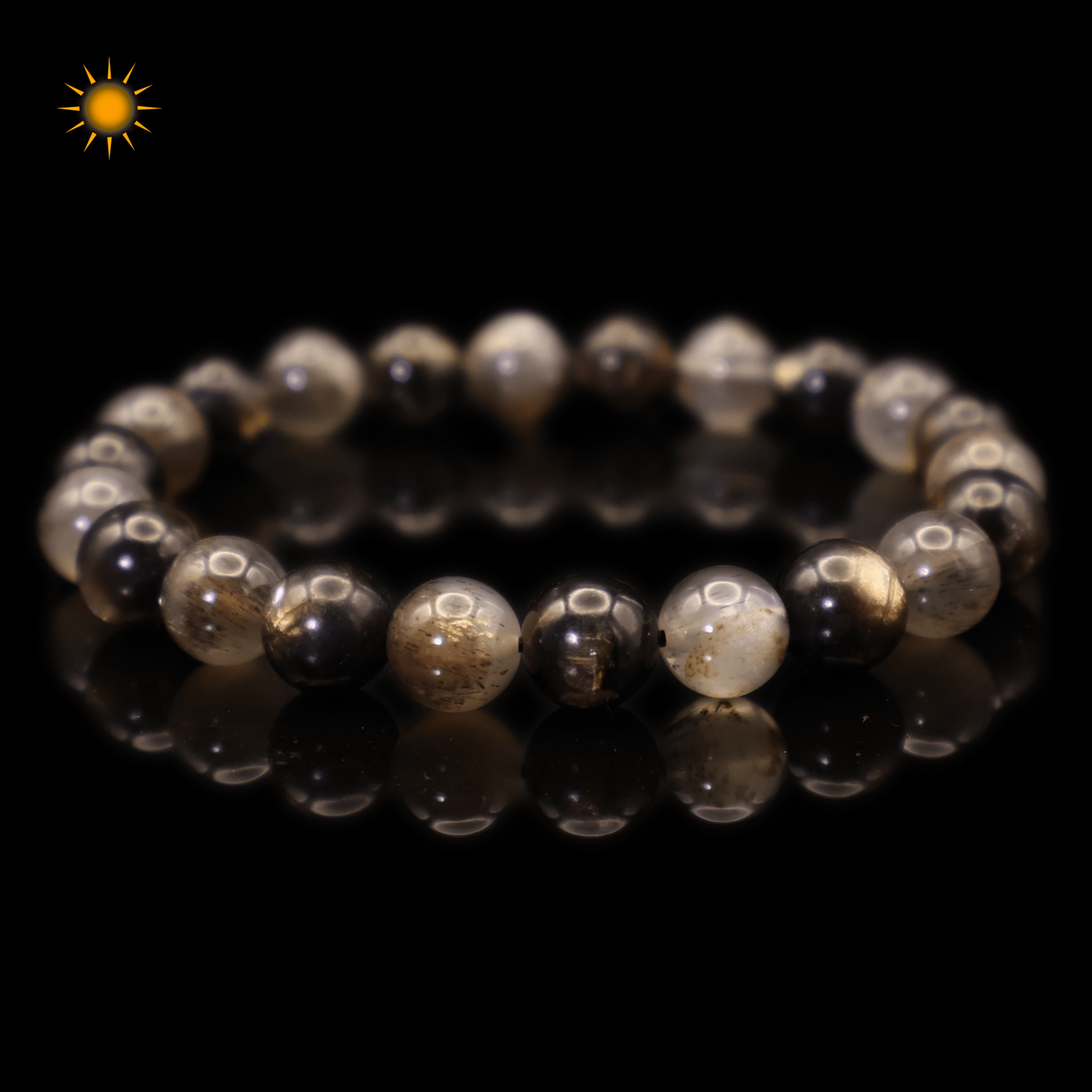 Black Golden Lepidolite & Black Backbone Bracelet I on black background