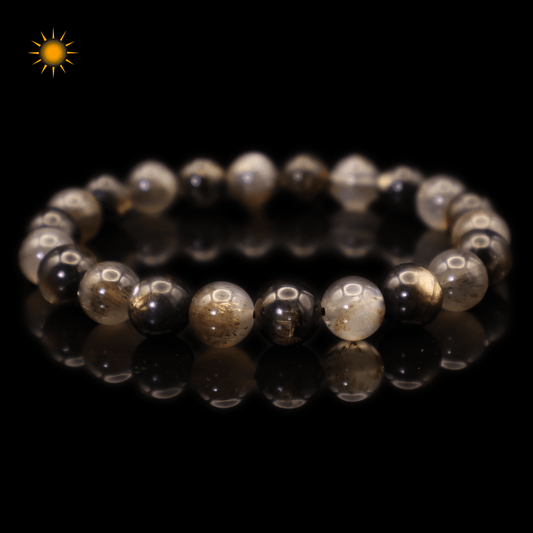 Black Golden Lepidolite & Black Backbone Bracelet I on black background
