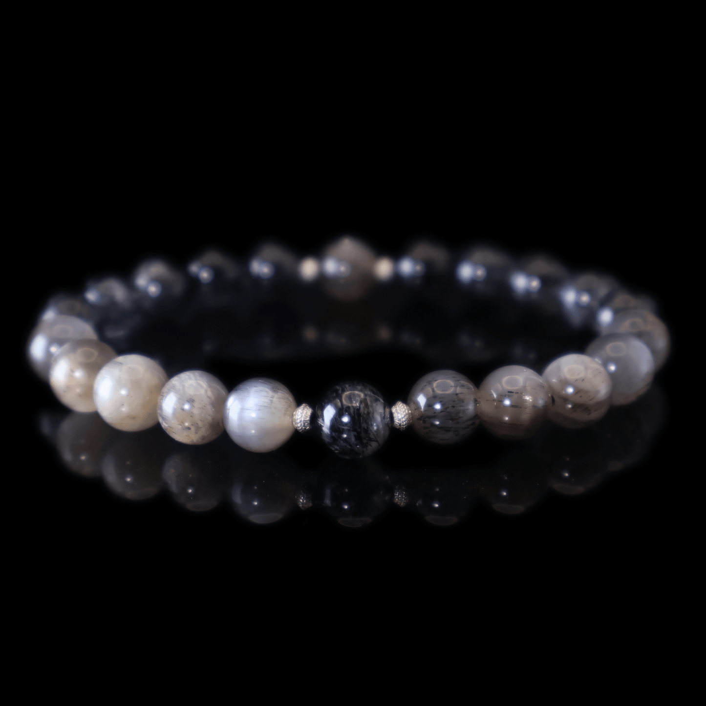 Black Rutile & Backbone Bracelet I on black background