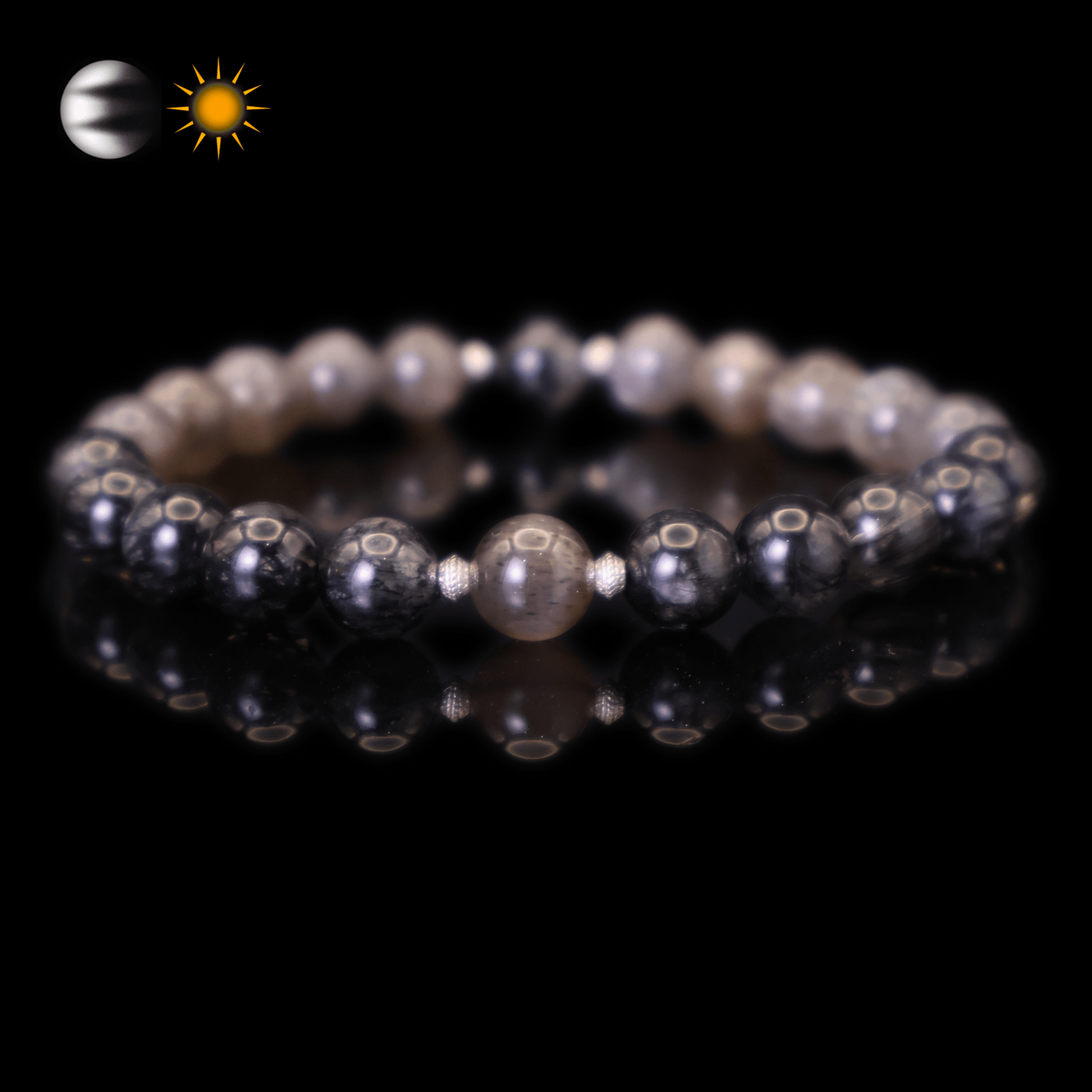 Black Rutile & Backbone Bracelet I on black background