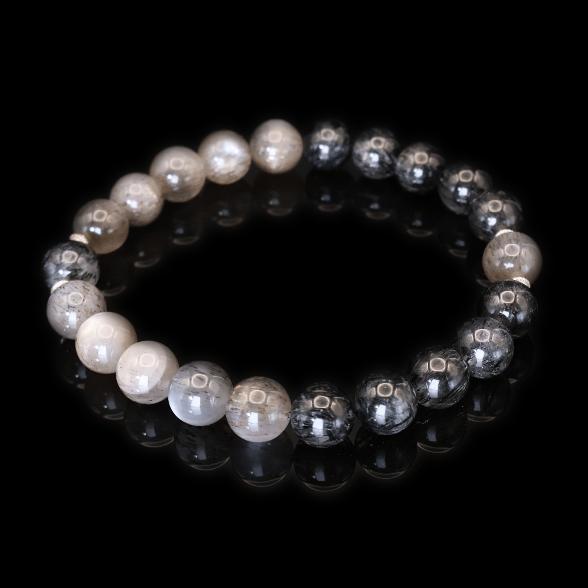 Black Rutile & Backbone Bracelet I on black background