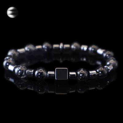 Black Rutile & Hematite Bracelet I on black background