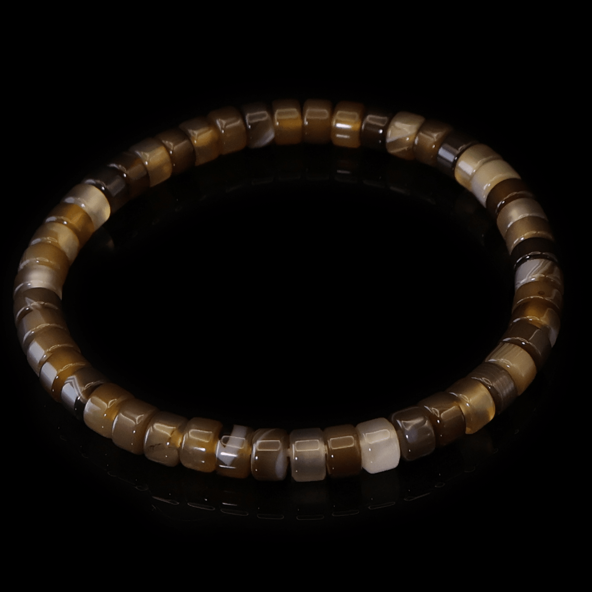 Brown Agate Bracelet I (Straight-cut) on black background