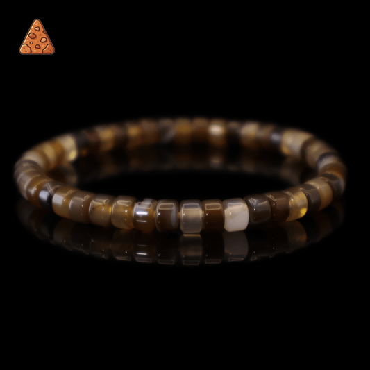 Brown Agate Bracelet I (Straight-cut) on black background
