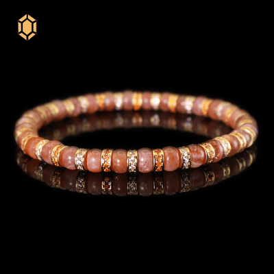 Gold Sunstone Bracelet II (straight-cut) on black background