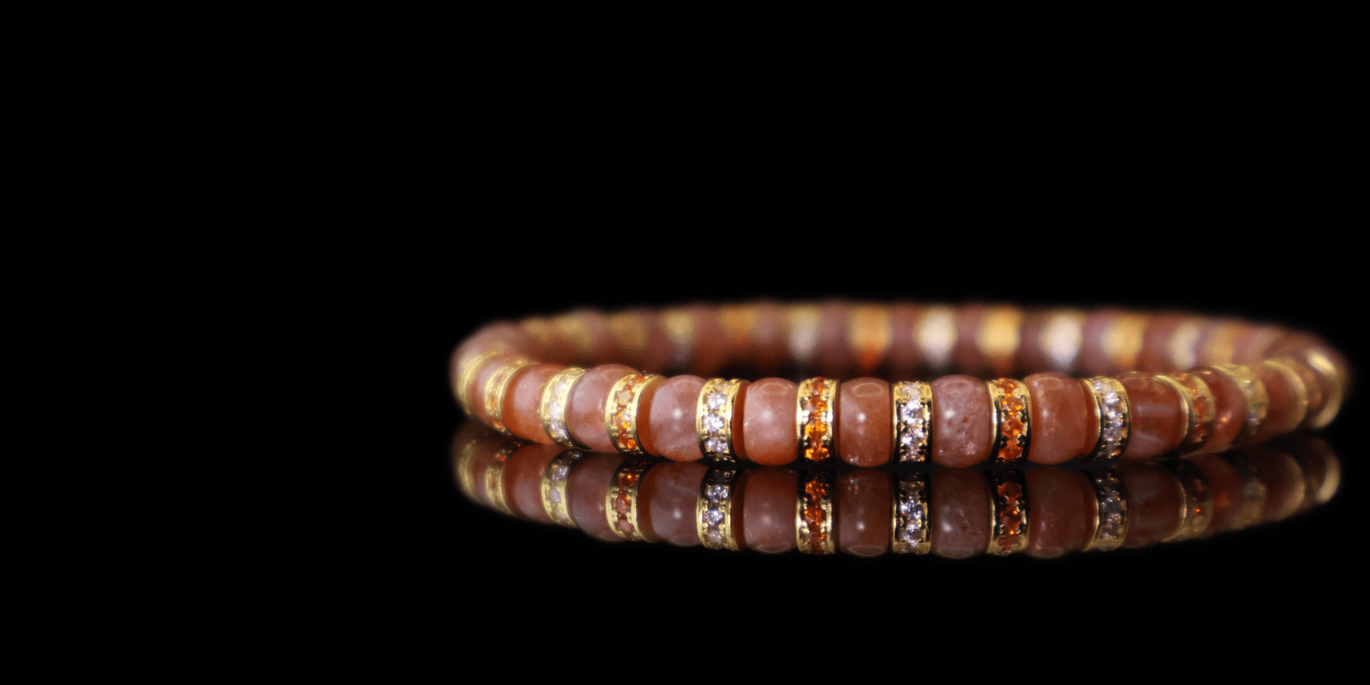 Gold Sunstone Bracelet II (straight-cut) on black background