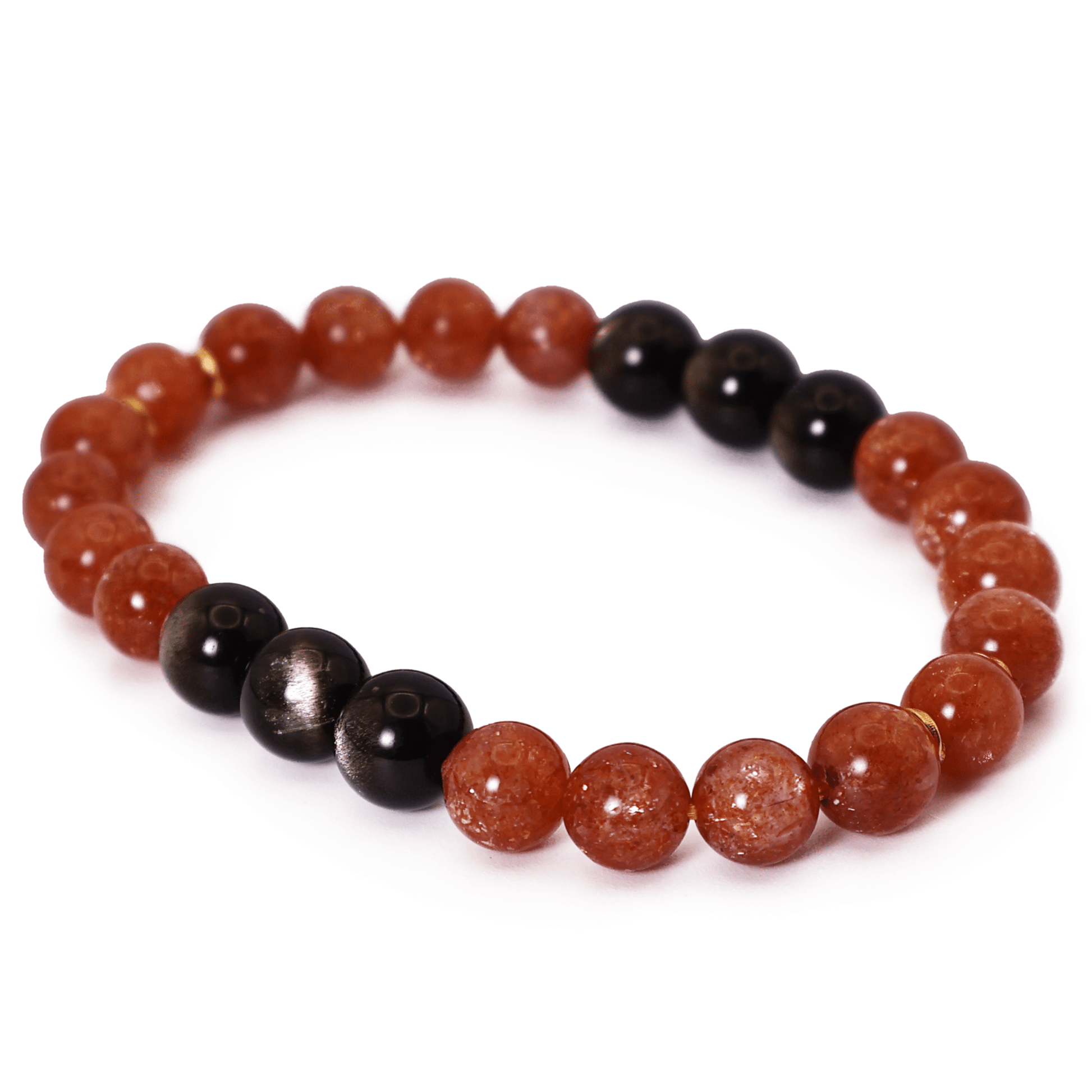 Golden Sunstone & Black Obsidian Bracelet I on white background