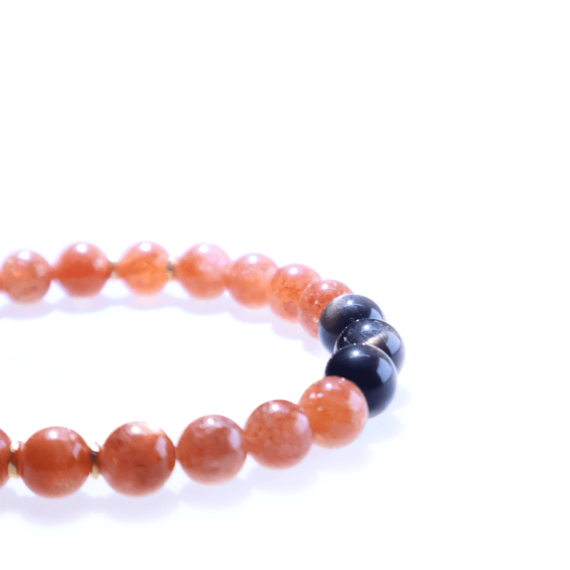 Golden Sunstone & Black Obsidian Bracelet I on white background