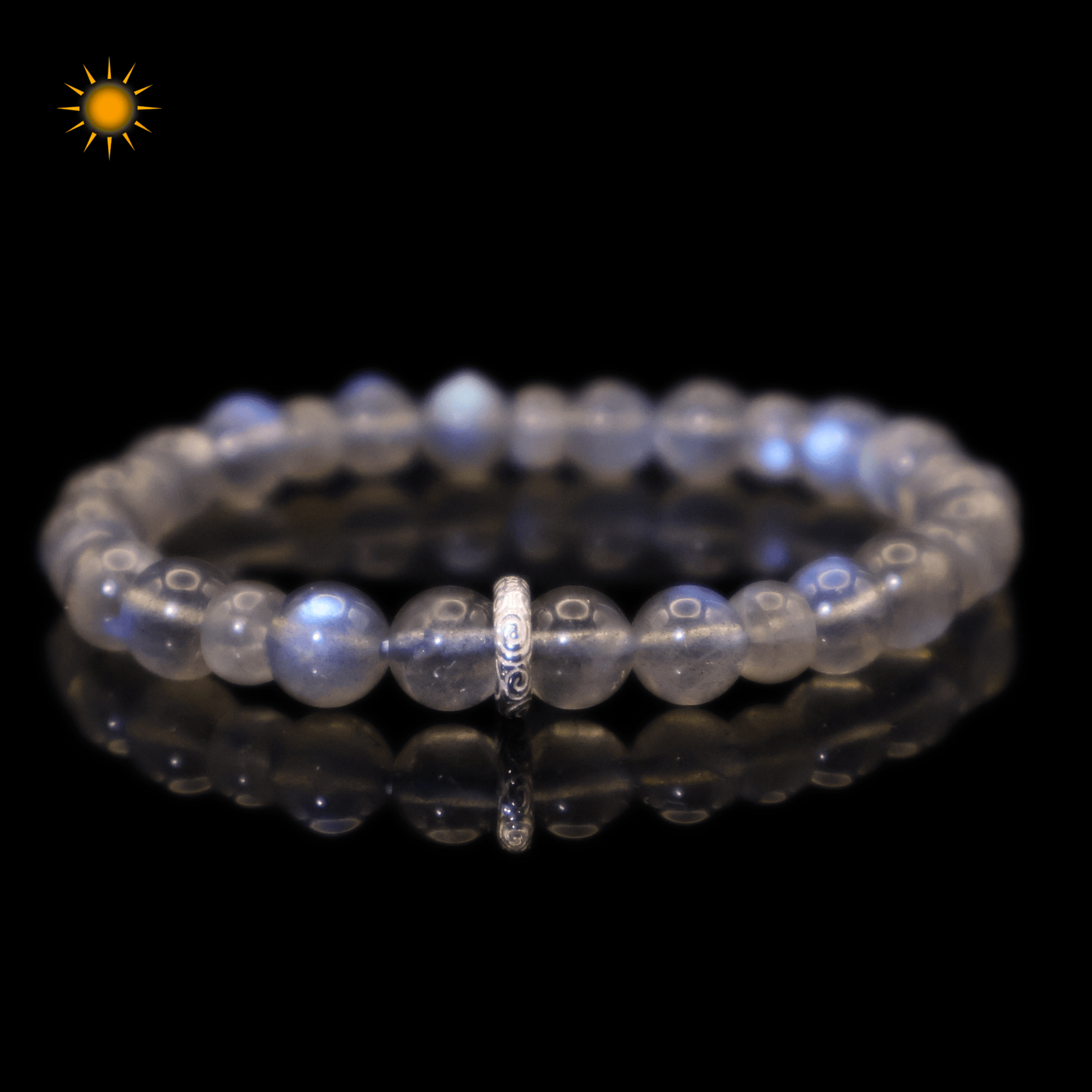Shiny Gray Moonstone Bracelet I on black background