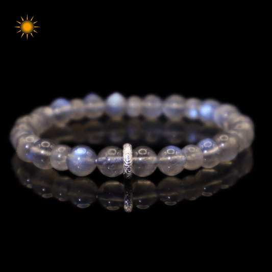 Shiny Gray Moonstone Bracelet I on black background