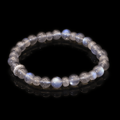 Shiny Gray Moonstone Bracelet I on black background