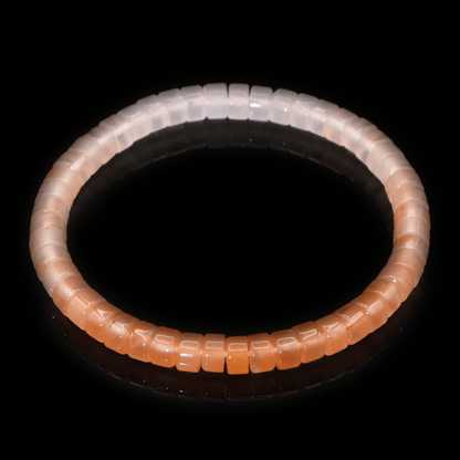 Icy Red Agate Gradient Bracelet I (Straight-cut) on black background