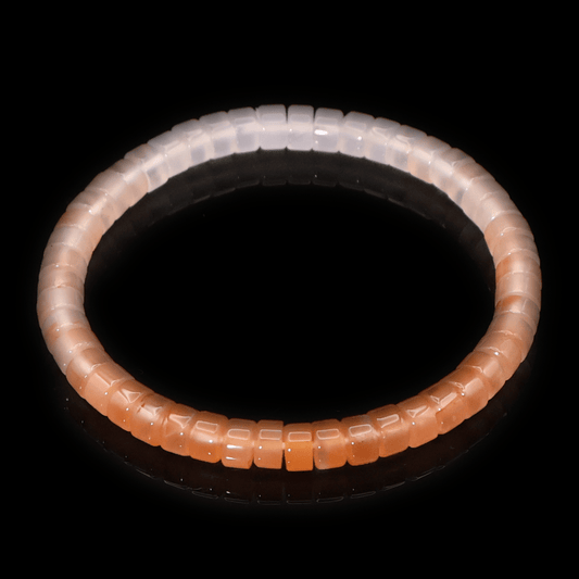 Icy Red Agate Gradient Bracelet I (Straight-cut) on black background