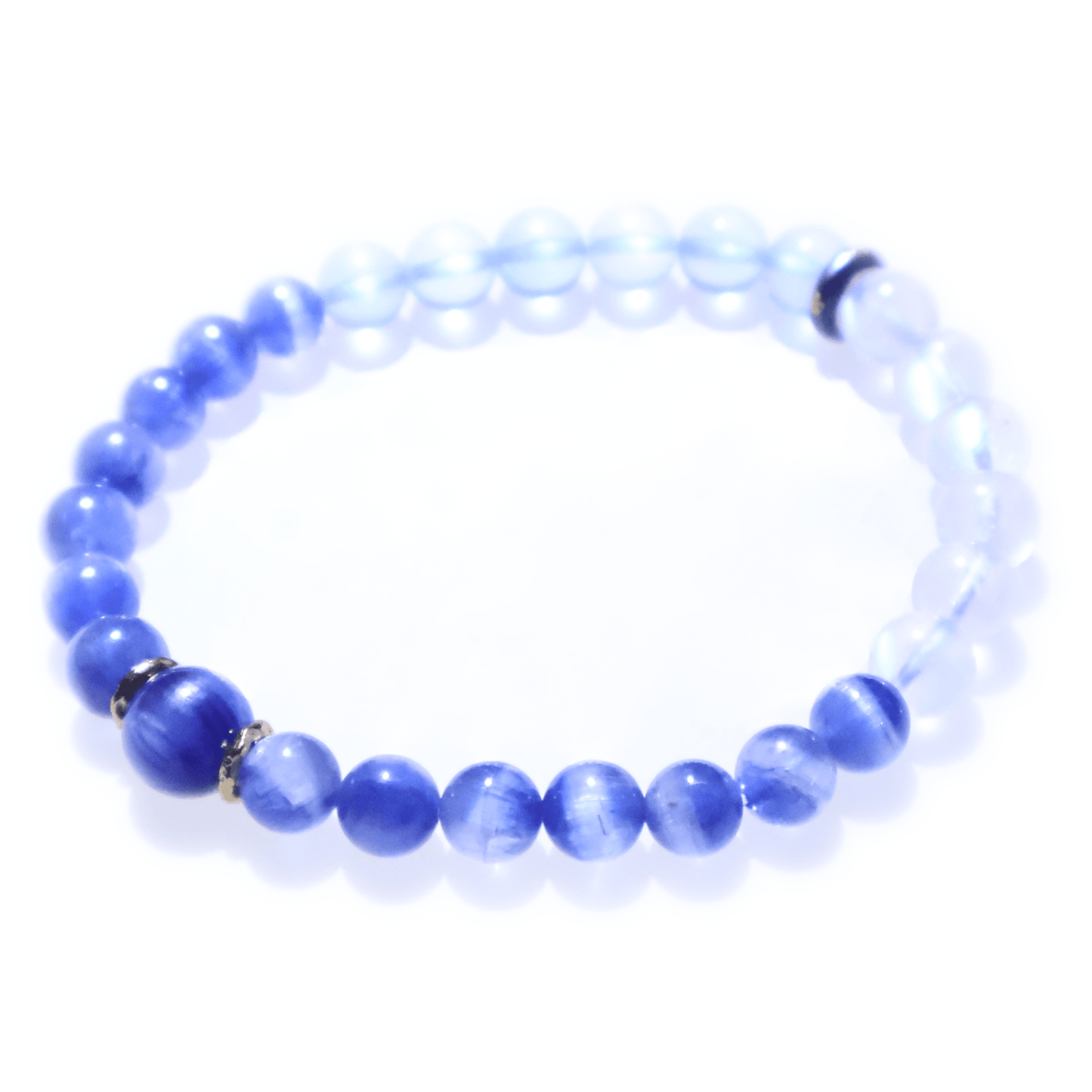 Kyanite & Aquamarine & Blue Moonstone Bracelet I on white background