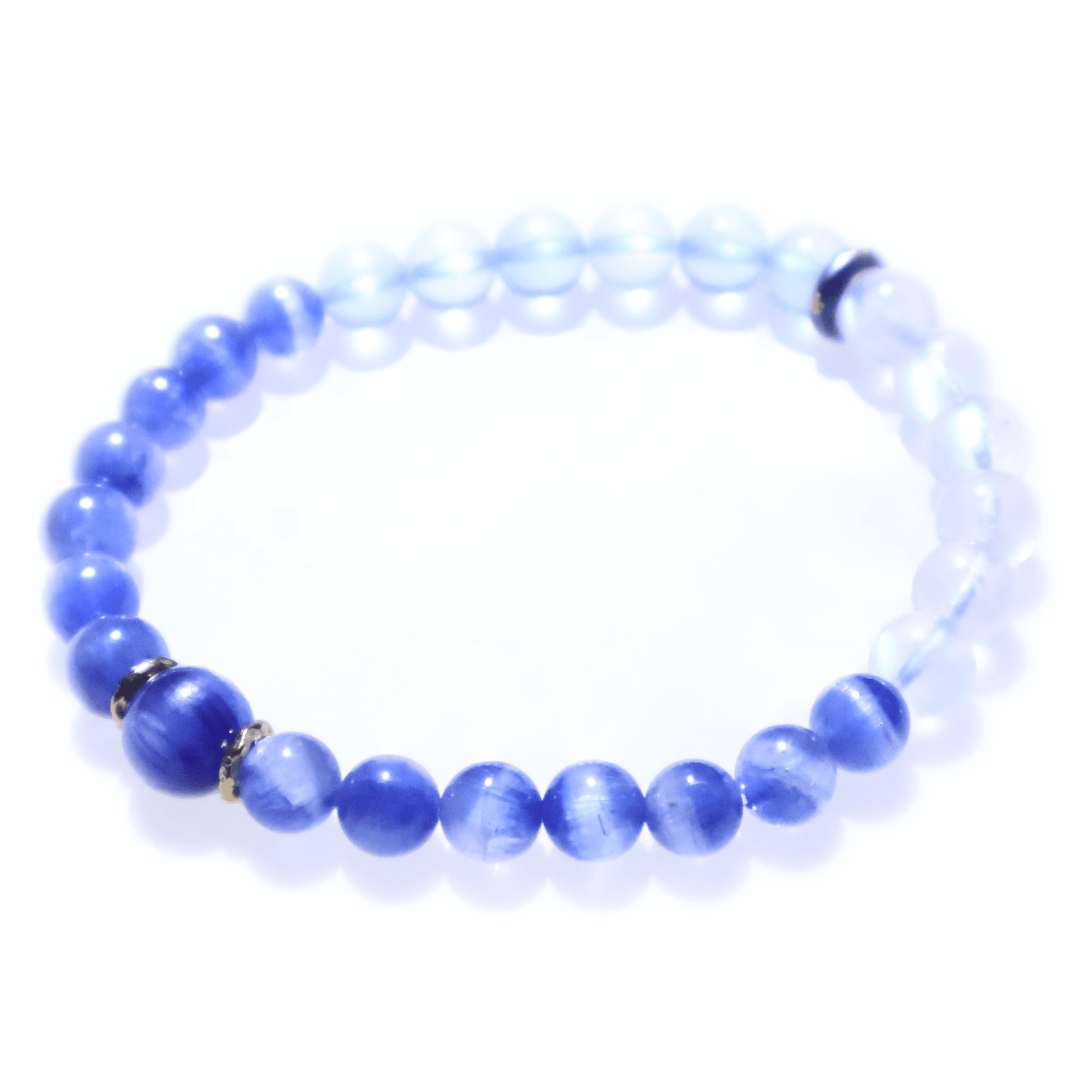 Kyanite & Aquamarine & Blue Moonstone Bracelet I on white background