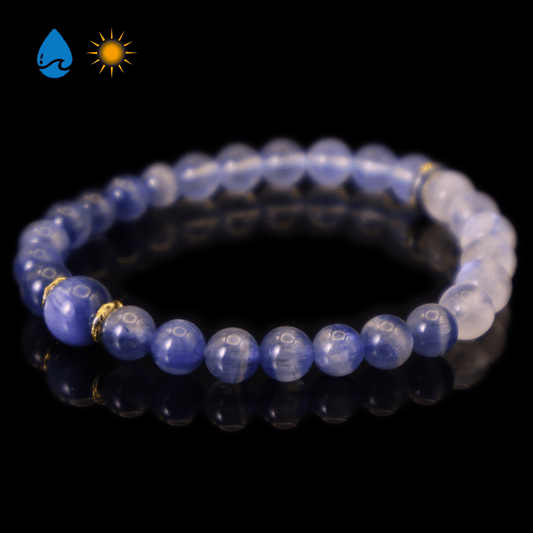 Kyanite & Aquamarine & Blue Moonstone Bracelet I on black background