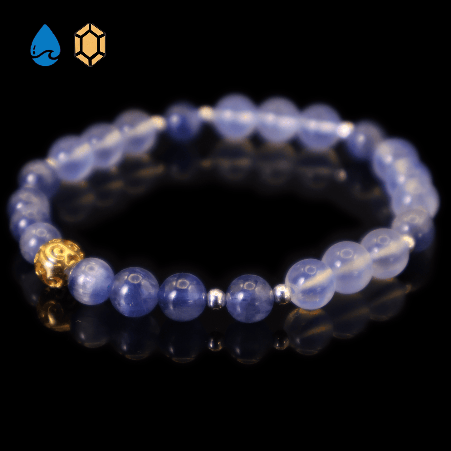 Kyanite & Aquamarine Bracelet I on black background