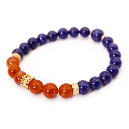 Lapis Lazuli & Red Agate Bracelet I on white background