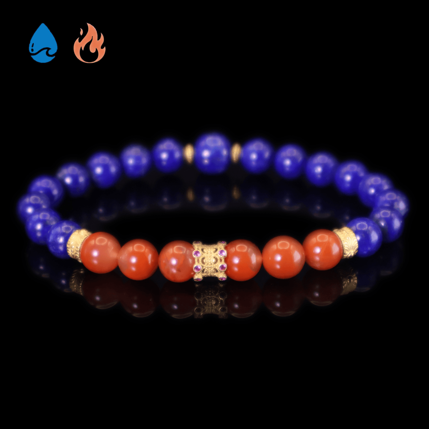 Lapis Lazuli & Red Agate Bracelet I on black background