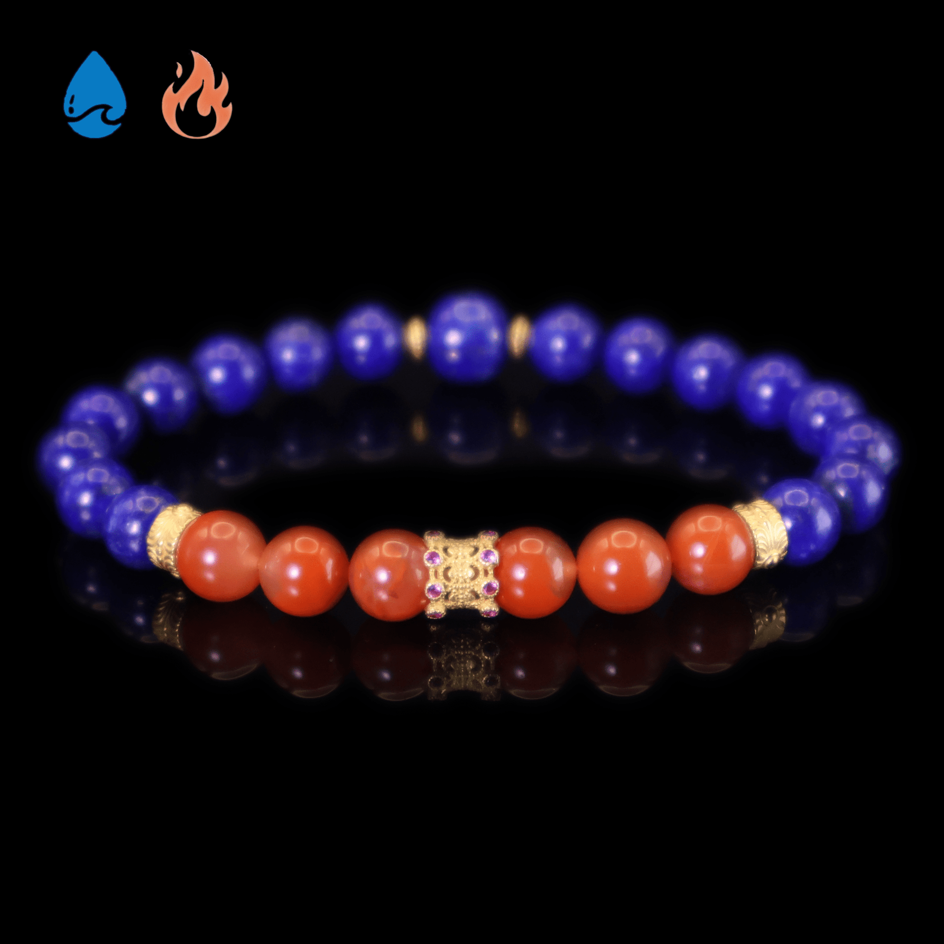 Lapis Lazuli & Red Agate Bracelet I on black background