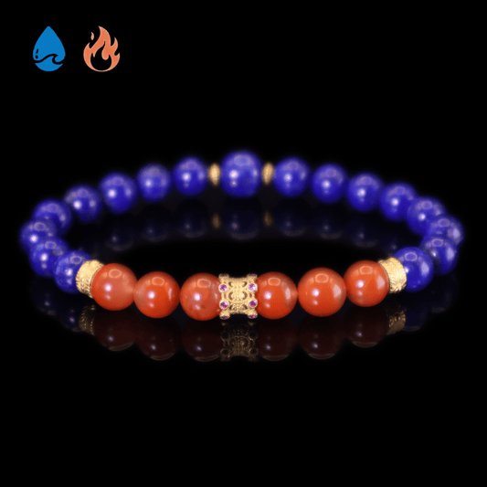 Lapis Lazuli & Red Agate Bracelet I on black background