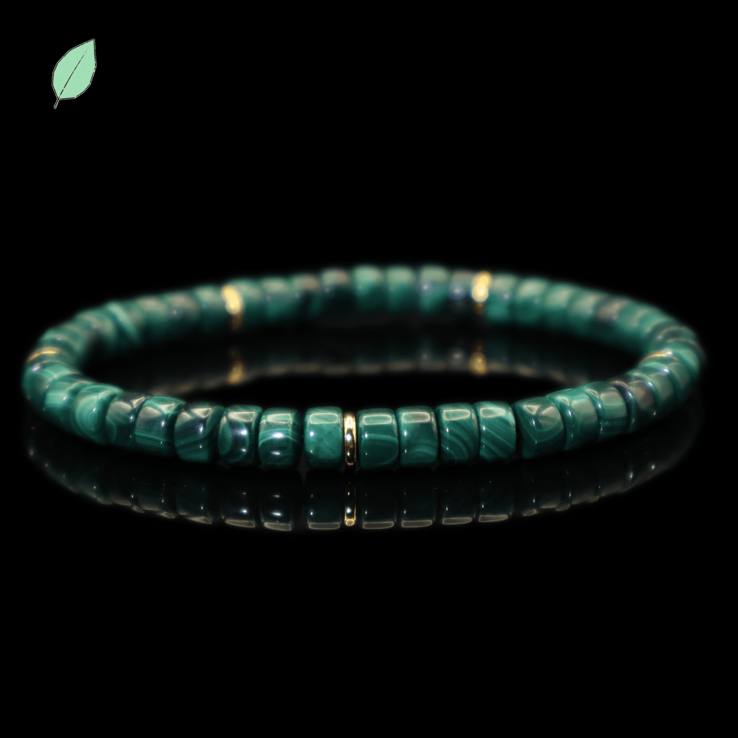 Malachite Bracelet I (straight-cut) on black background