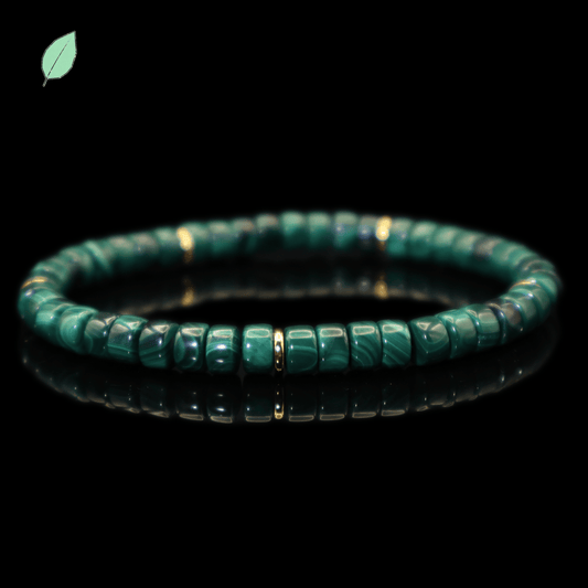 Malachite Bracelet I (straight-cut) on black background