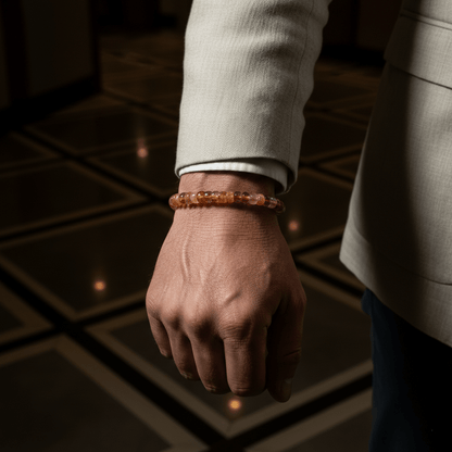 A rich man wear a Mix Colorful Crystal Bracelet II (Straight-cut)