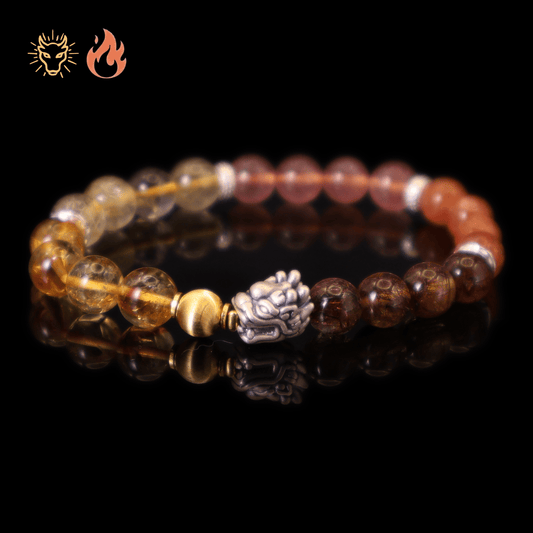 Mix Crystal Bracelet with Dragon I (Straight-cut) on black background