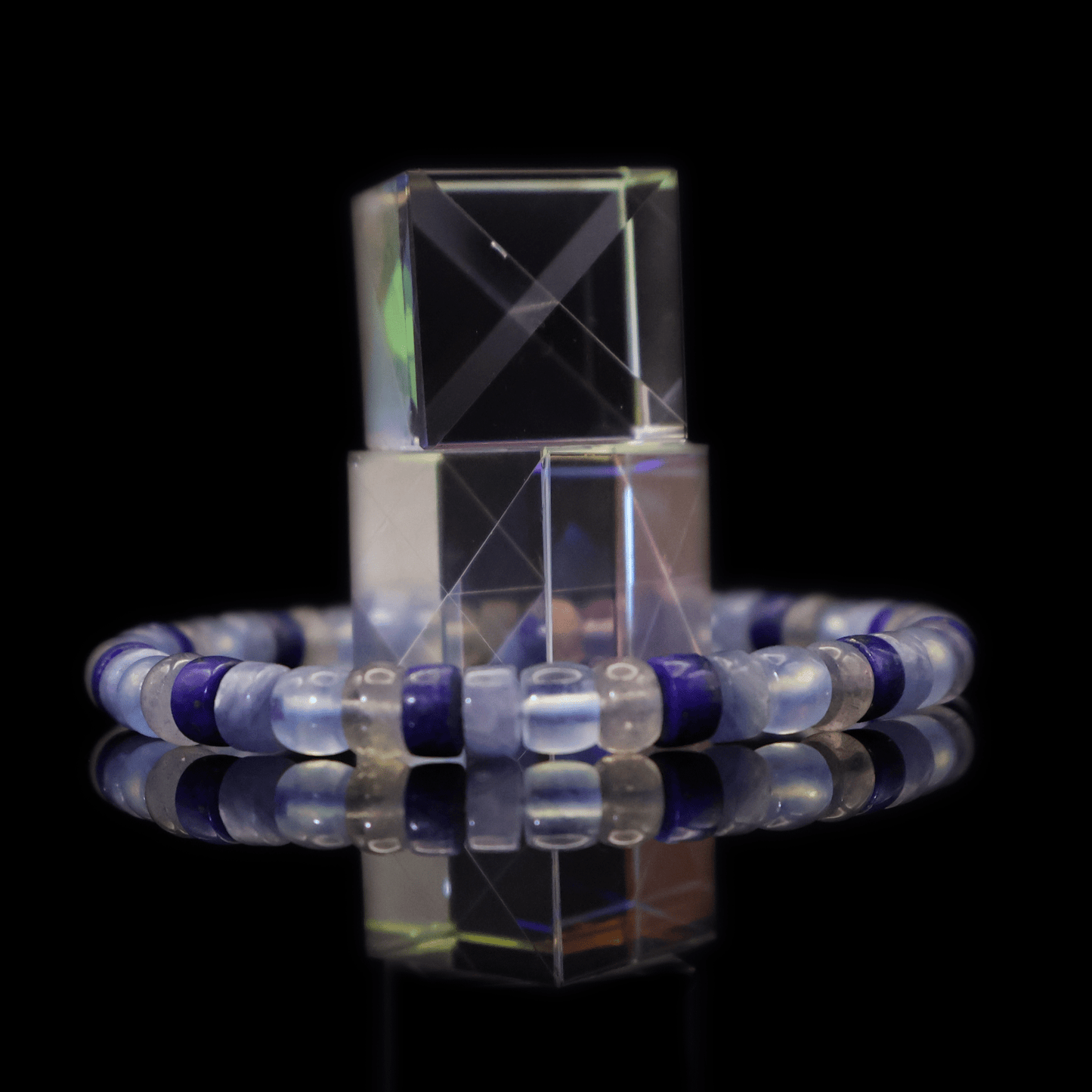 Mix Colorful Gemstone Bracelet I (Straight-cut) on black background