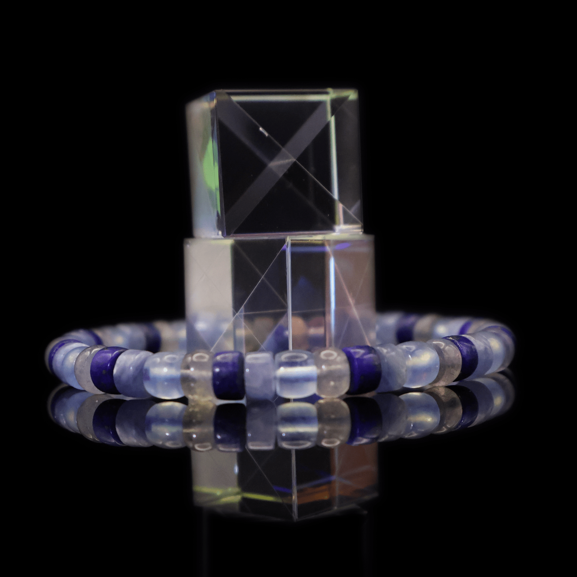 Mix Colorful Gemstone Bracelet I (Straight-cut) on black background