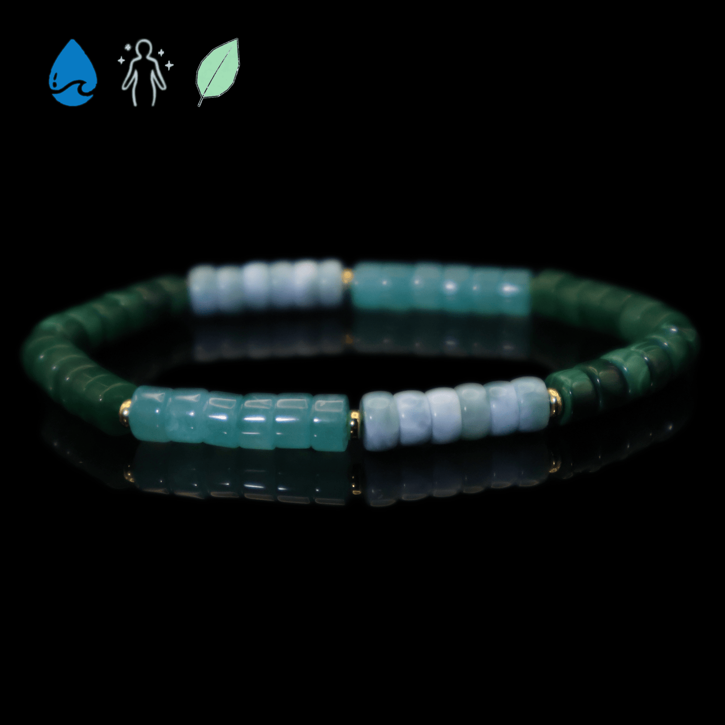 Mix Colorful Gemstone Bracelet II (Straight-cut) on black background