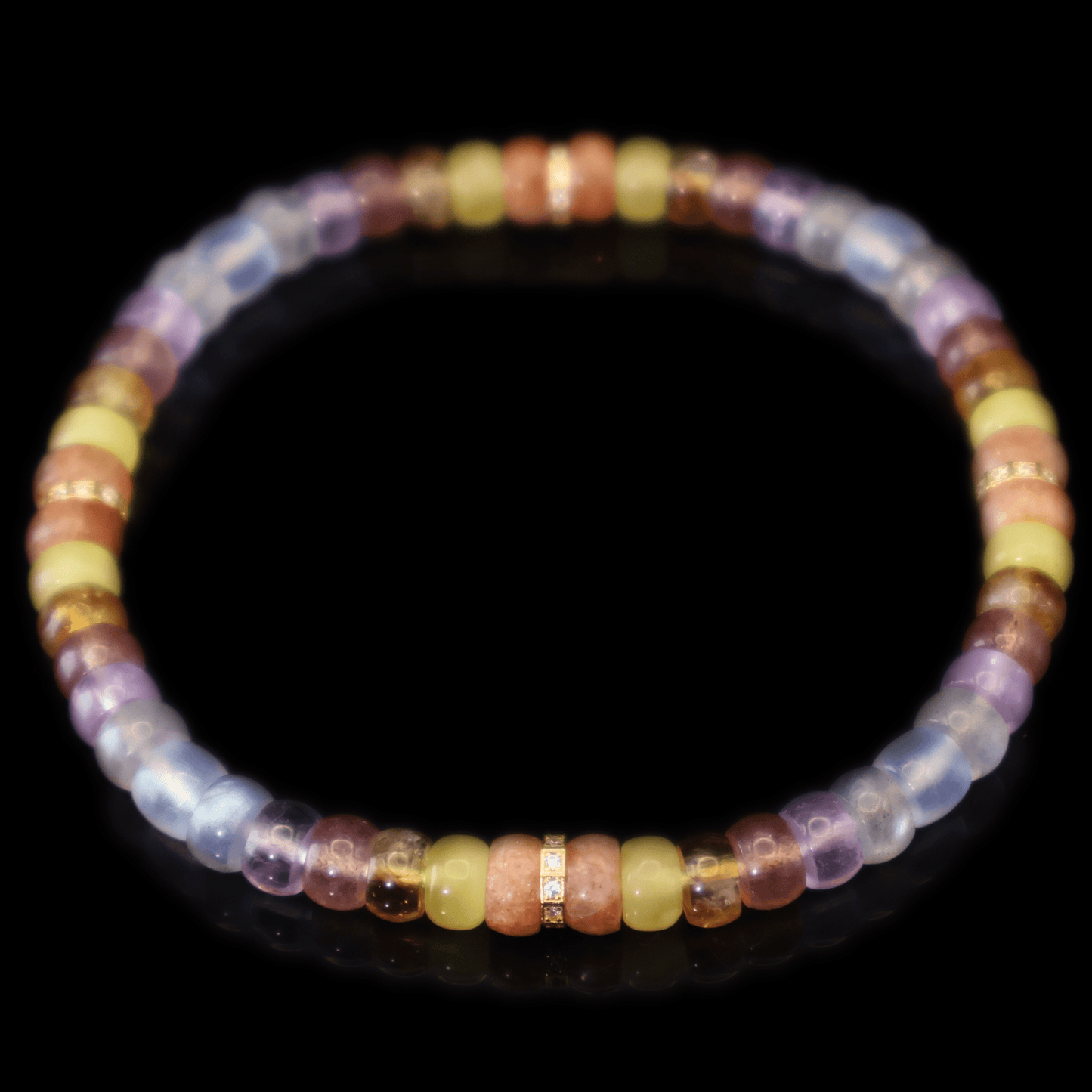 Mix Colorful Gemstone Bracelet III (Straight-cut) on black background