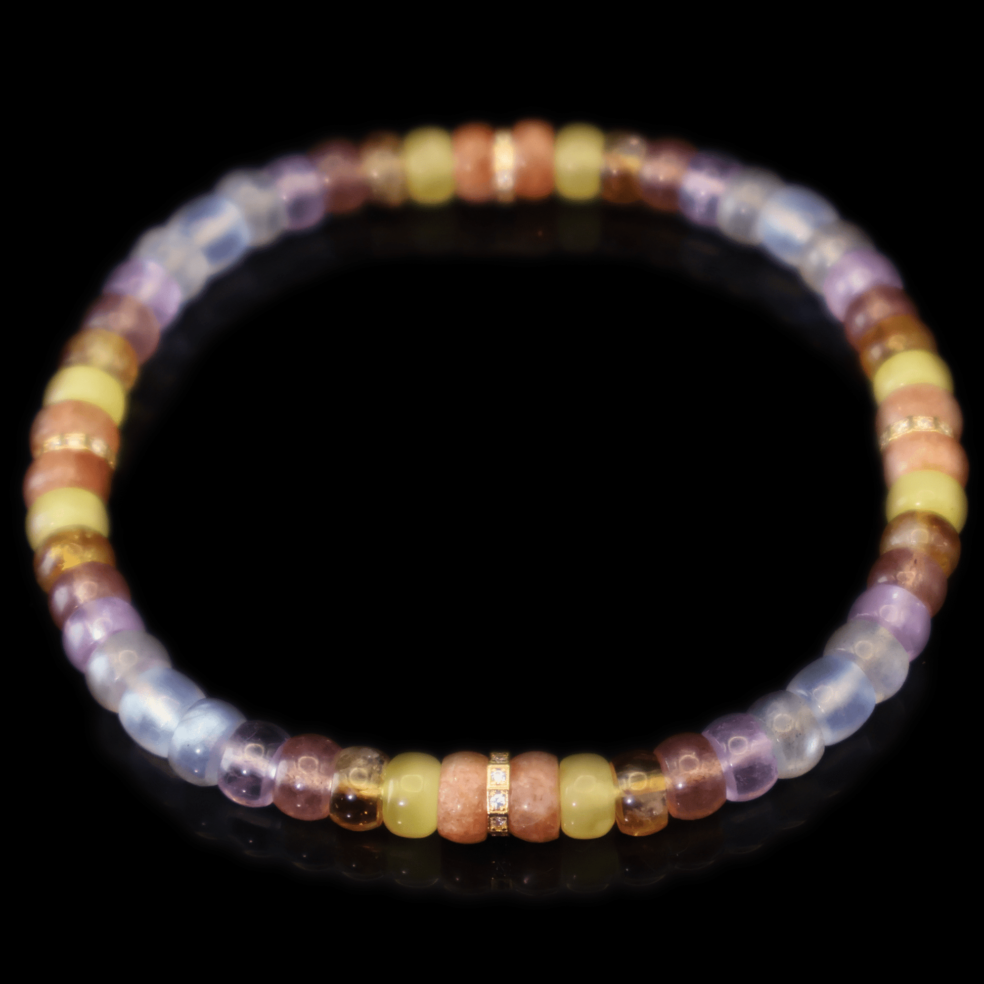 Mix Colorful Gemstone Bracelet III (Straight-cut) on black background