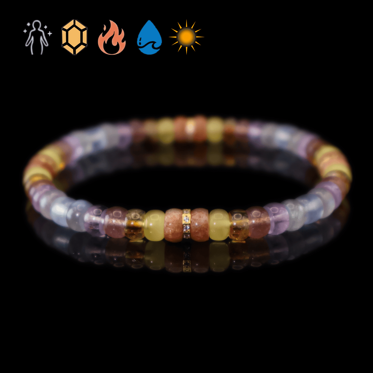 Mix Colorful Gemstone Bracelet III (Straight-cut) on black background