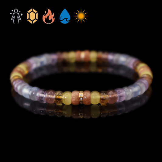 Mix Colorful Gemstone Bracelet III (Straight-cut) on black background