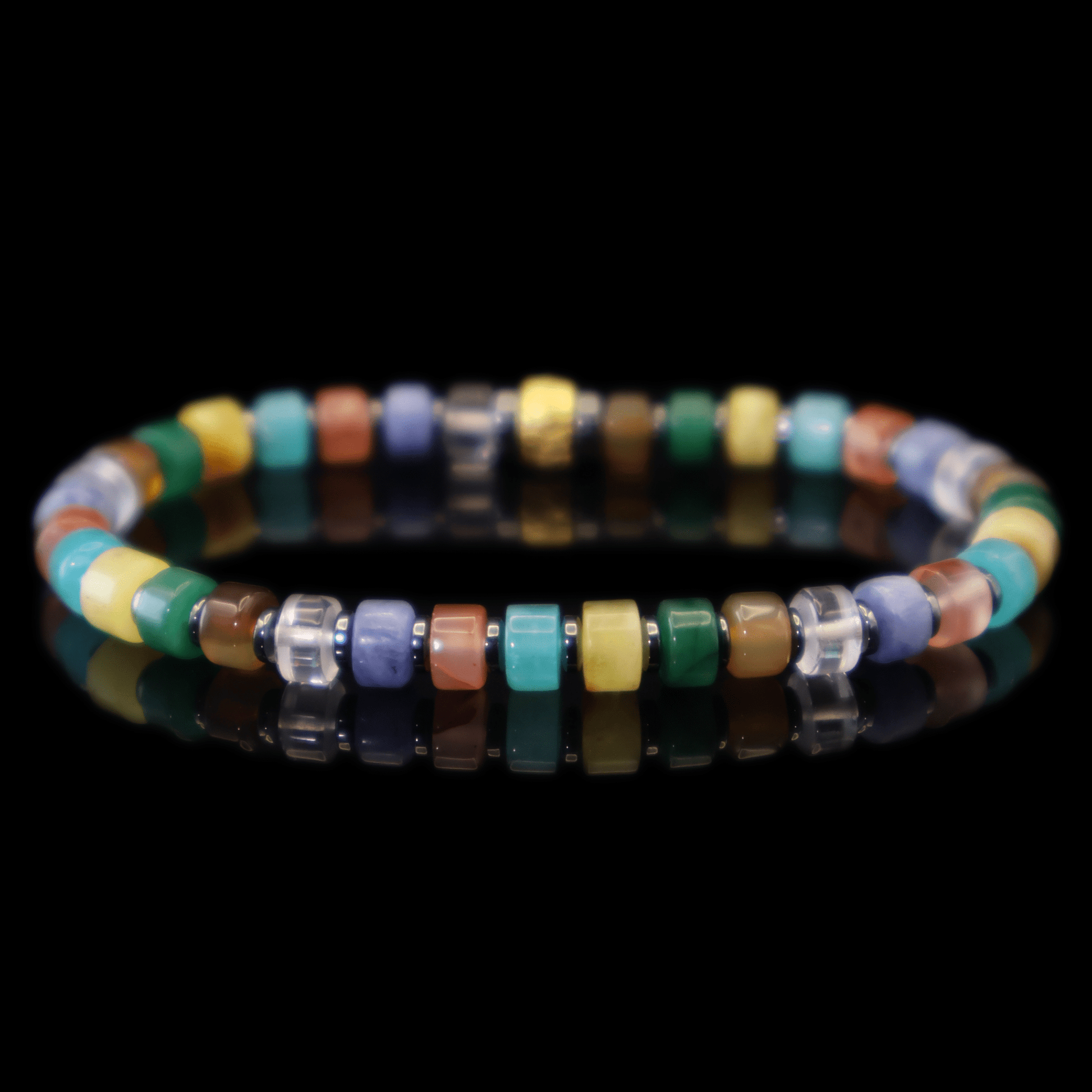 Mix Colorful Gemstone Bracelet IV (Straight-cut) on black background