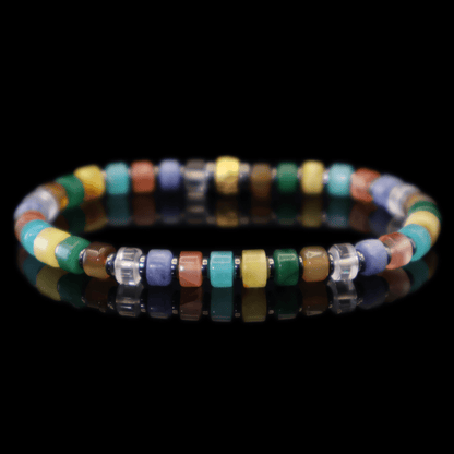 Mix Colorful Gemstone Bracelet IV (Straight-cut) on black background