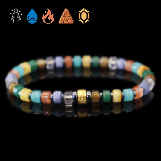Mix Colorful Gemstone Bracelet IV (Straight-cut) on black background