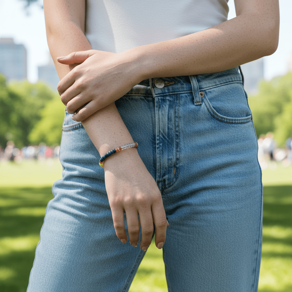 A fashion woman wear a Mix Gemstone Bracelet V - Occult NexusOccult Nexus