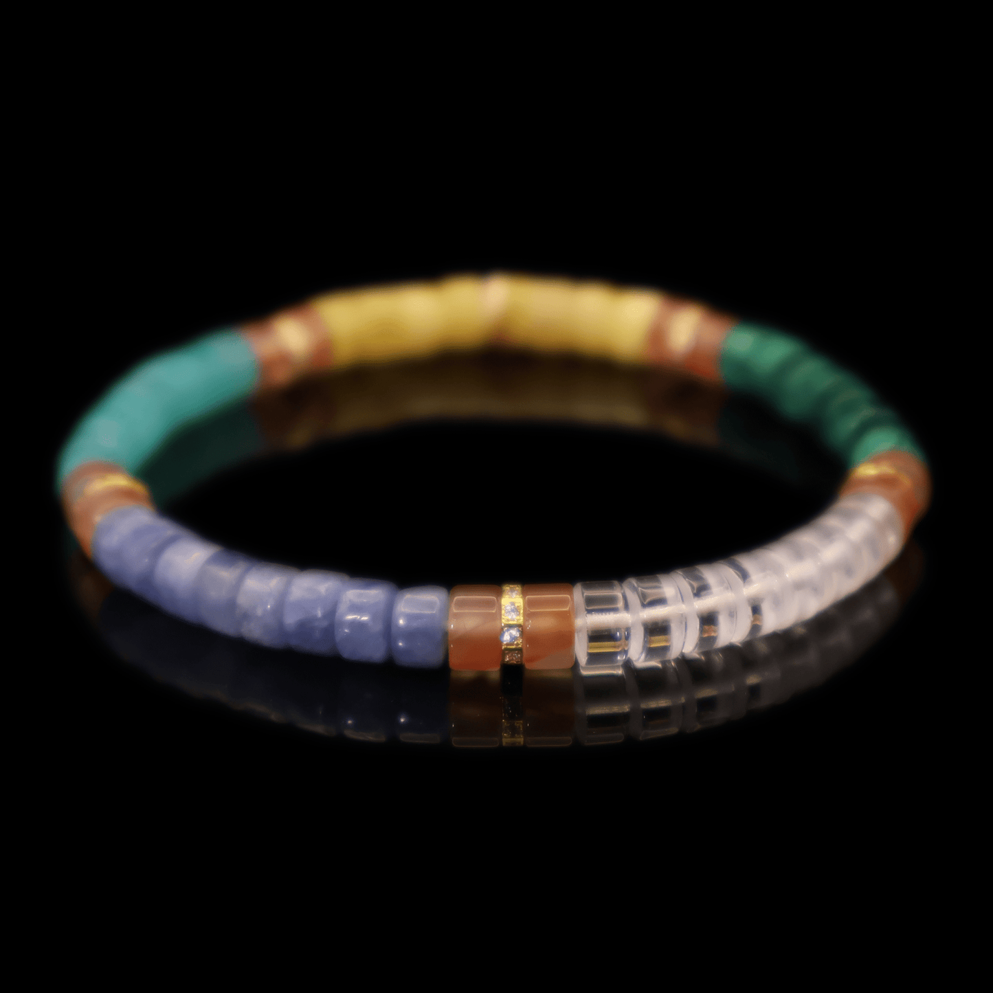 Mix Colorful Gemstone Bracelet V (Straight-cut) on black background