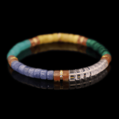 Mix Colorful Gemstone Bracelet V (Straight-cut) on black background