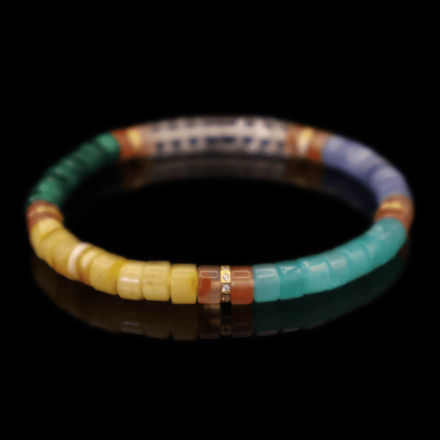 Mix Colorful Gemstone Bracelet V (Straight-cut) on black background