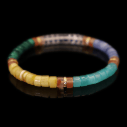 Mix Colorful Gemstone Bracelet V (Straight-cut) on black background