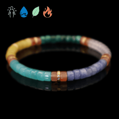 Mix Colorful Gemstone Bracelet V (Straight-cut) on black background